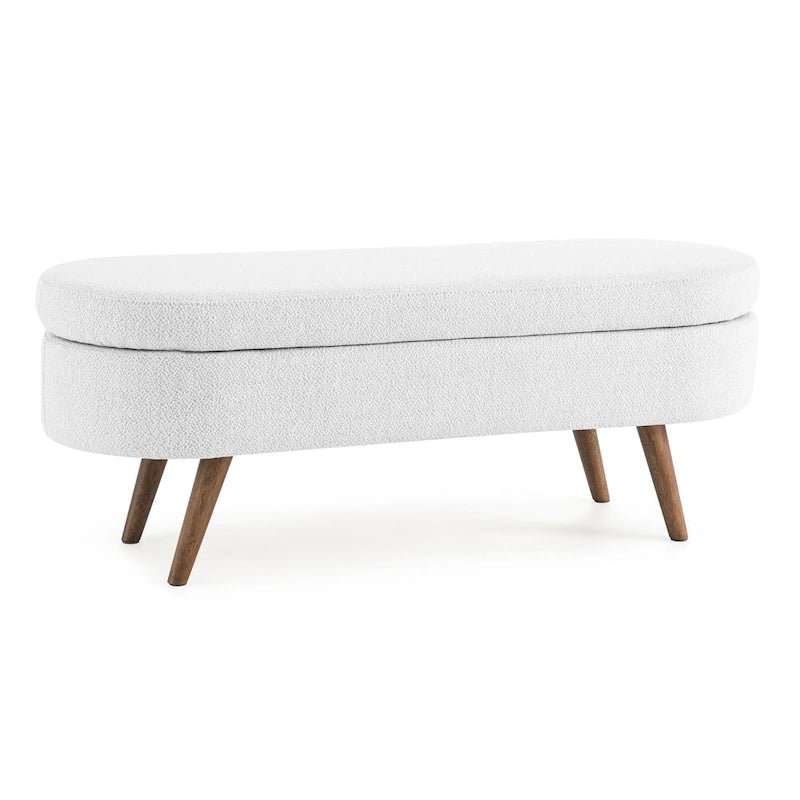 Oval Storage Bench with Rubberwood Legs - 43.5"L x 16"W x 16"H