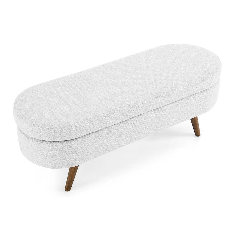 Oval Storage Bench with Rubberwood Legs - 43.5"L x 16"W x 16"H