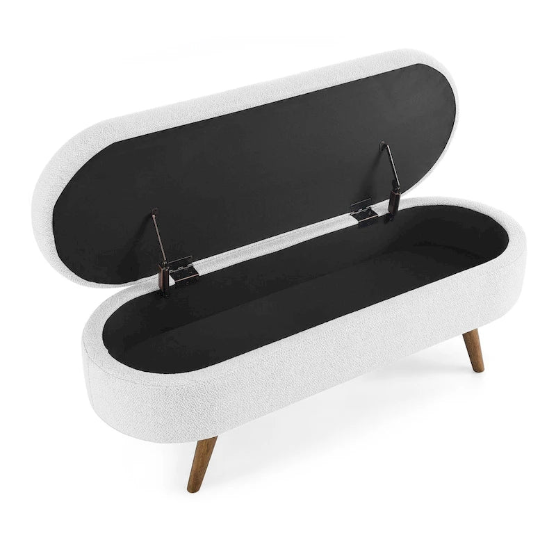Oval Storage Bench with Rubberwood Legs - 43.5"L x 16"W x 16"H