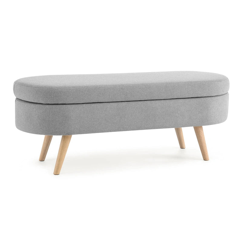 Oval Storage Bench with Rubberwood Legs - 43.5"L x 16"W x 16"H
