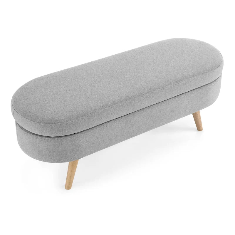 Oval Storage Bench with Rubberwood Legs - 43.5"L x 16"W x 16"H