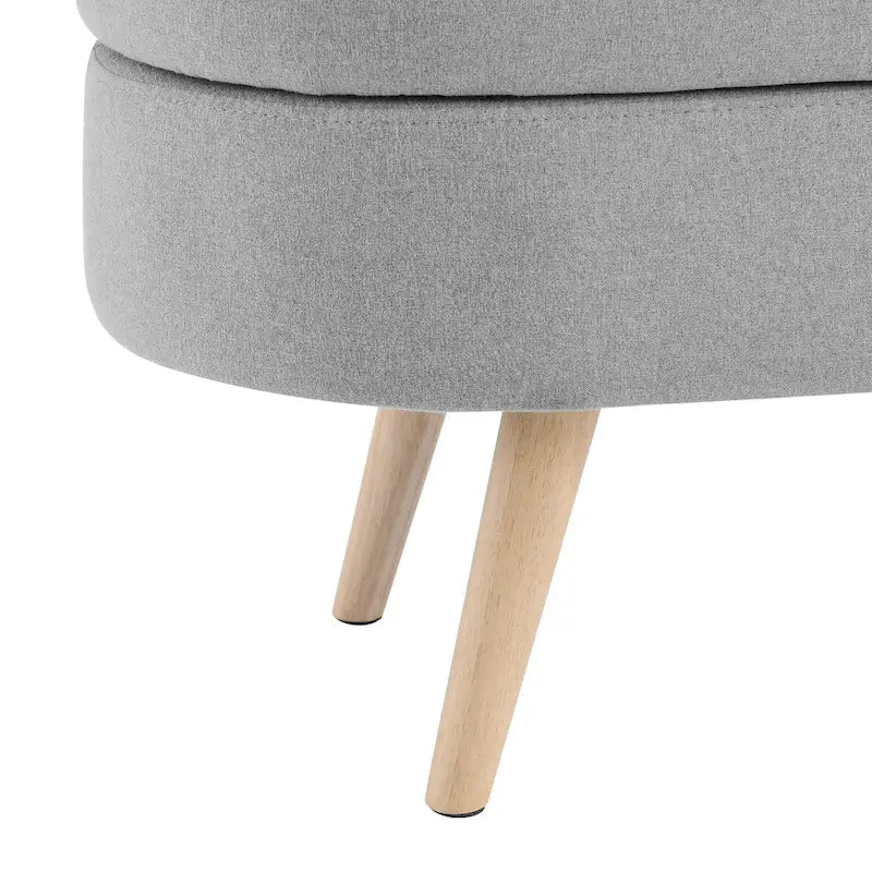 Oval Storage Bench with Rubberwood Legs - 43.5"L x 16"W x 16"H