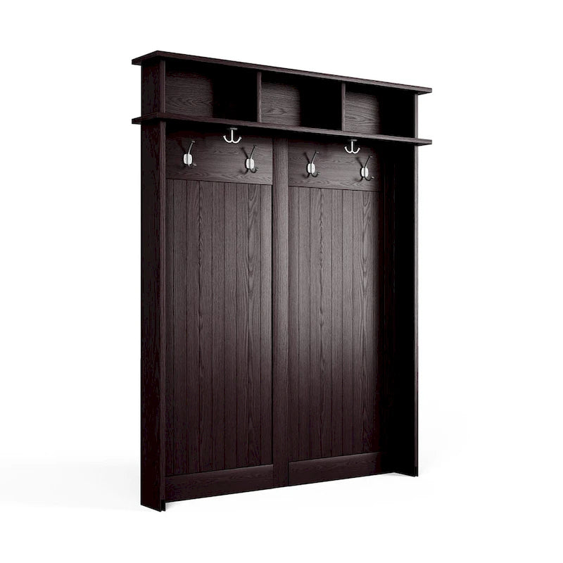 Solid Wood Hall Tree with Shoe and 1 Bin Storage