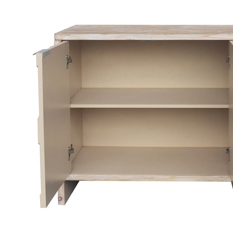 Sideboard mit 4 Türen und Stauraum, 60-in, antikschwarz