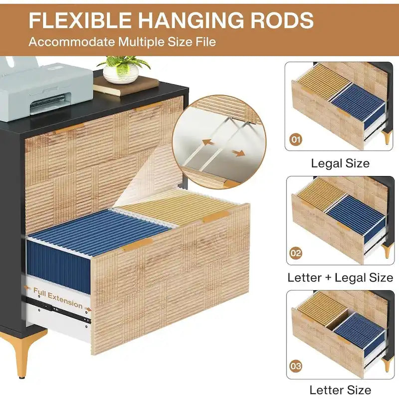 2-Drawer Lateral Filing Cabinet with Adjustable Hanging Bar