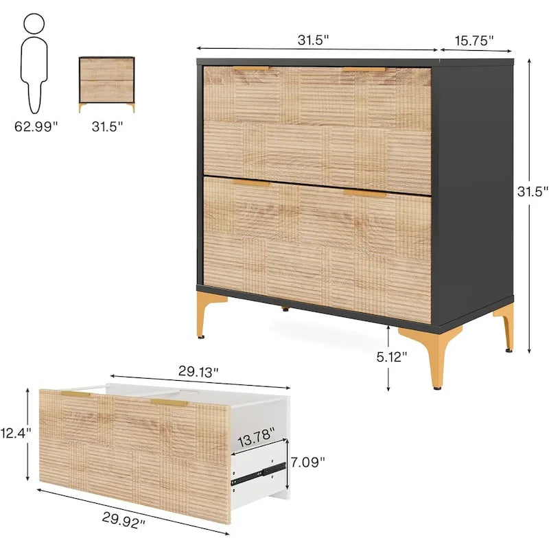 2-Drawer Lateral Filing Cabinet with Adjustable Hanging Bar