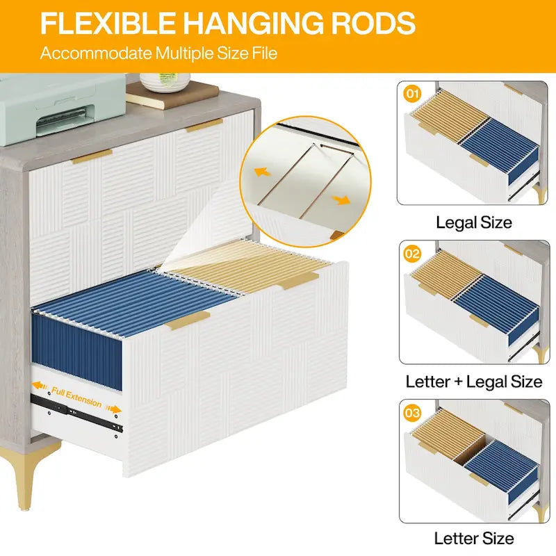 2-Drawer Lateral Filing Cabinet with Adjustable Hanging Bar