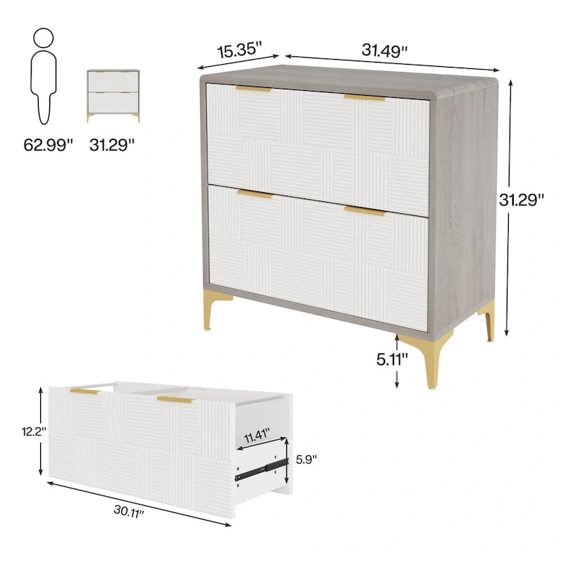 2-Drawer Lateral Filing Cabinet with Adjustable Hanging Bar