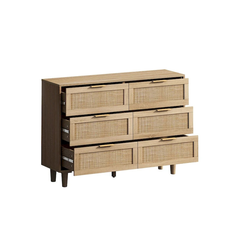 6-Drawer Rattan Storage Cabinet