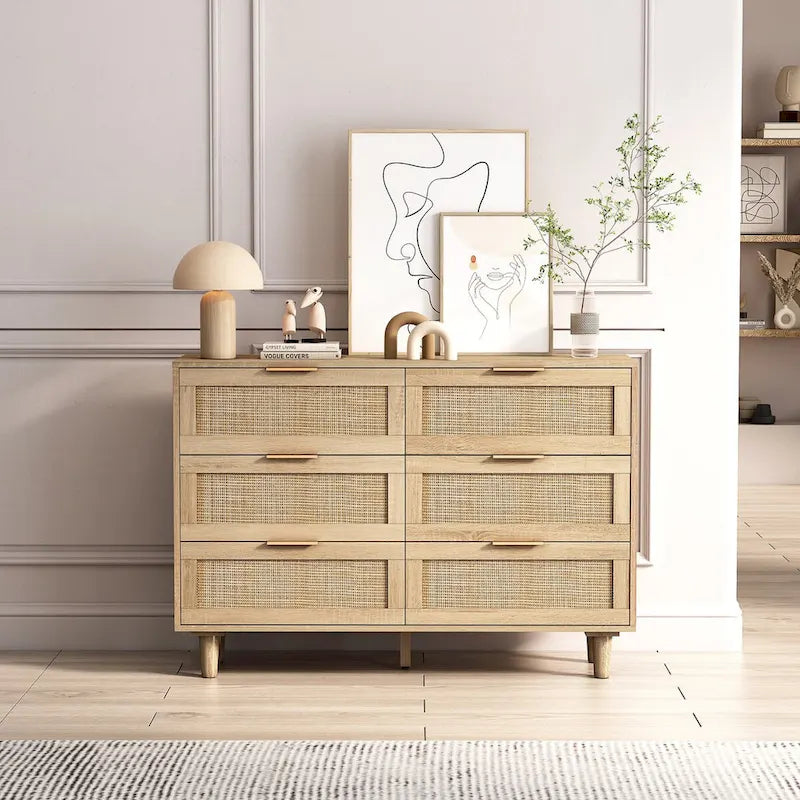 6-Drawer Rattan Storage Cabinet