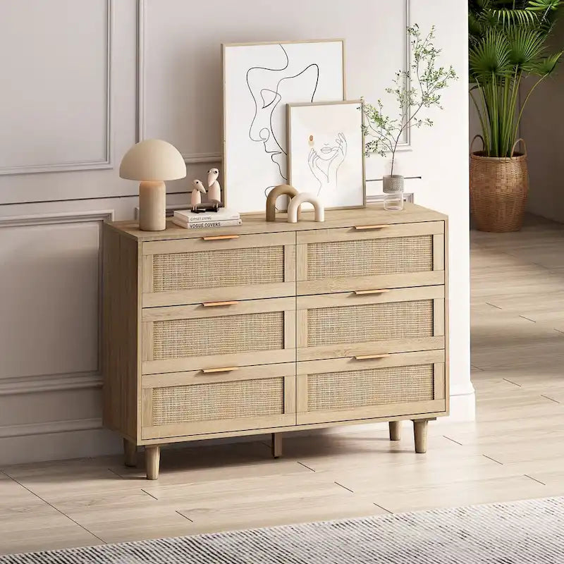 6-Drawer Rattan Storage Cabinet