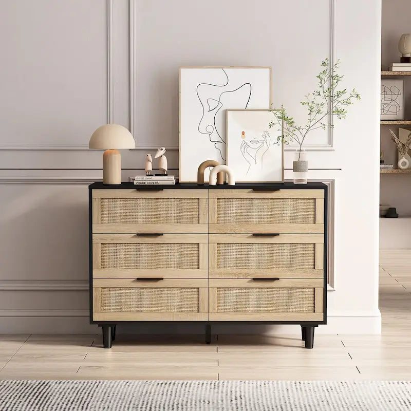 6-Drawer Rattan Storage Cabinet