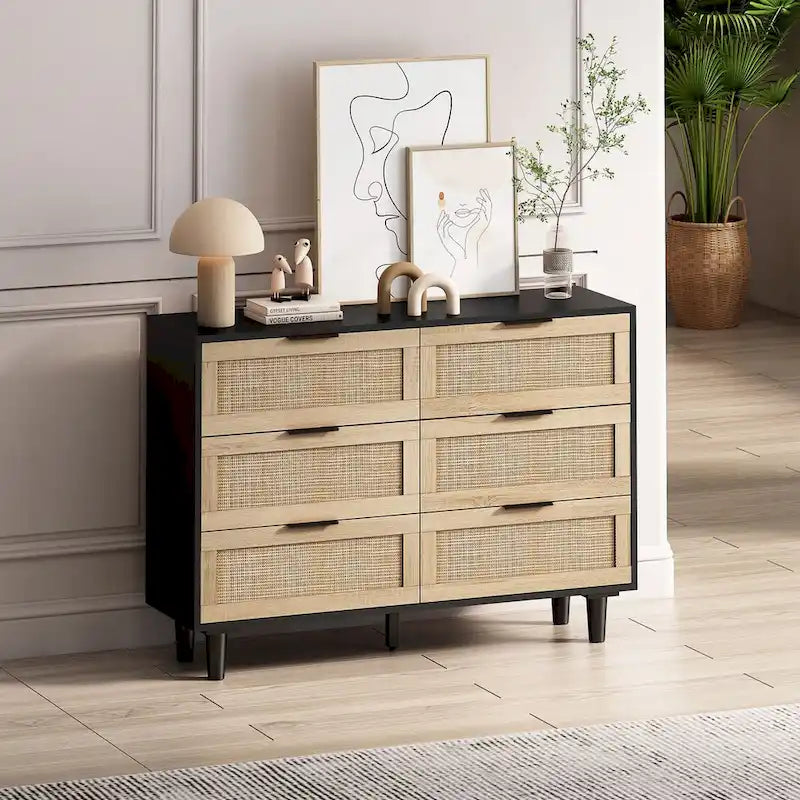 6-Drawer Rattan Storage Cabinet