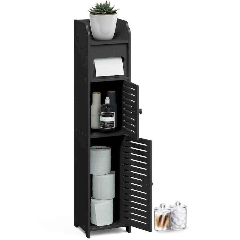 Bathroom Storage Organizer - Floor Standing Tall Cabinet for Toilet Paper, Towel & Bathroom Accessories
