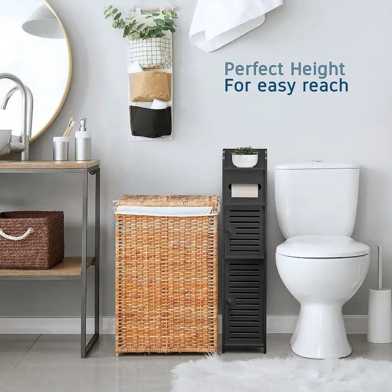 Bathroom Storage Organizer - Floor Standing Tall Cabinet for Toilet Paper, Towel & Bathroom Accessories