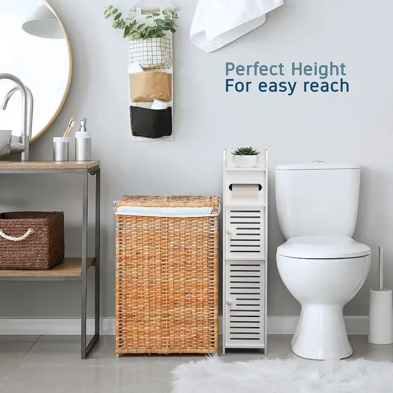 Bathroom Storage Organizer - Floor Standing Tall Cabinet for Toilet Paper, Towel & Bathroom Accessories