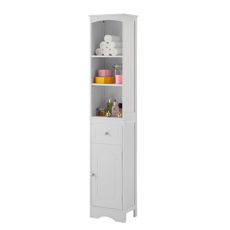 Tall Bathroom Cabinet with Drawer & Adjustable Shelf