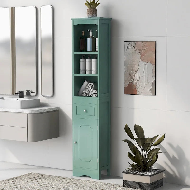 Tall Bathroom Cabinet with Drawer & Adjustable Shelf