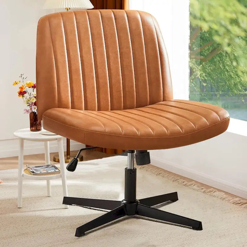 Cross Legged Armless Adjustable Swivel Padded Home Office Desk Chair