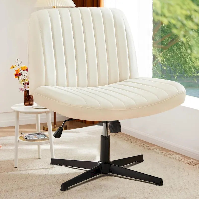 Cross Legged Armless Adjustable Swivel Padded Home Office Desk Chair