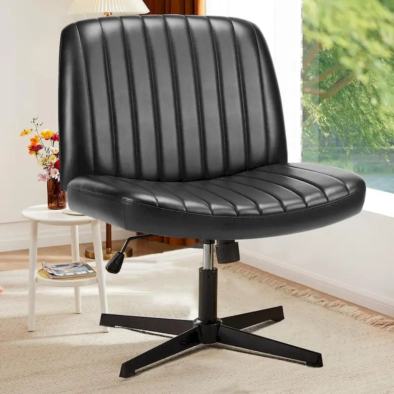 Cross Legged Armless Adjustable Swivel Padded Home Office Desk Chair