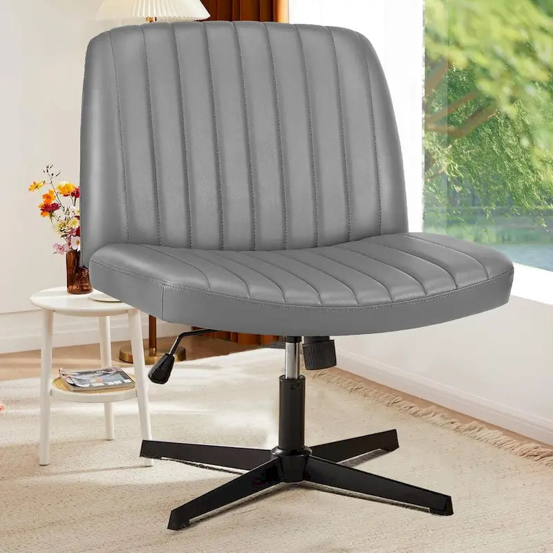 Cross Legged Armless Adjustable Swivel Padded Home Office Desk Chair