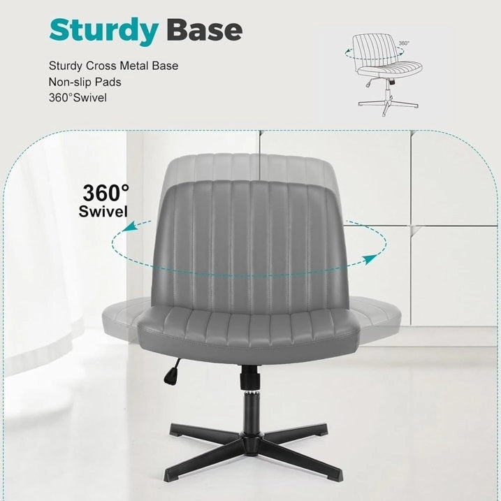 Cross Legged Armless Adjustable Swivel Padded Home Office Desk Chair