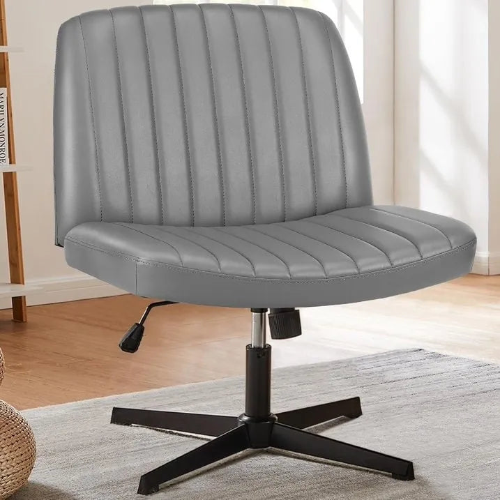 Cross Legged Armless Adjustable Swivel Padded Home Office Desk Chair