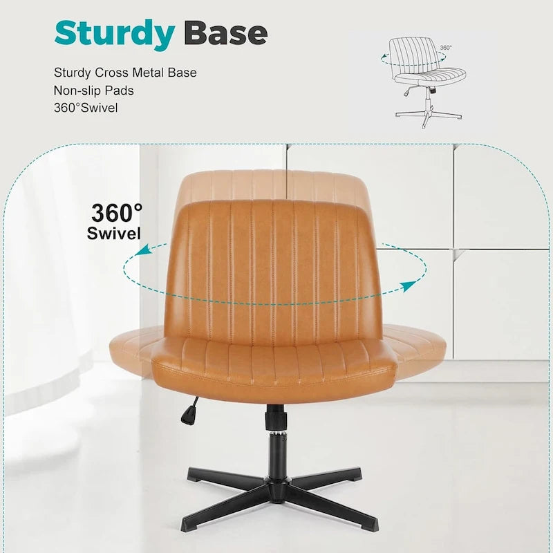 Cross Legged Armless Adjustable Swivel Padded Home Office Desk Chair