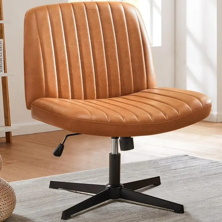 Cross Legged Armless Adjustable Swivel Padded Home Office Desk Chair