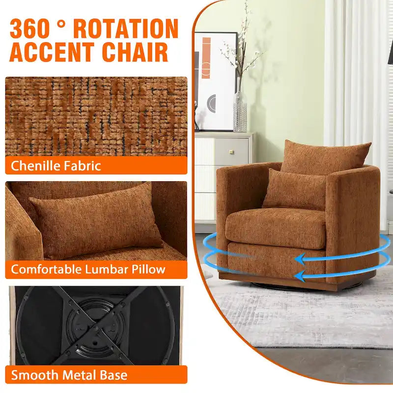 360 Degree Swivel Round Barrel Chair for Living Room