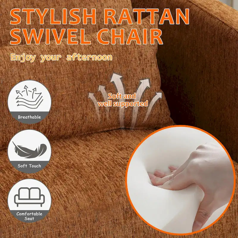 360 Degree Swivel Round Barrel Chair for Living Room