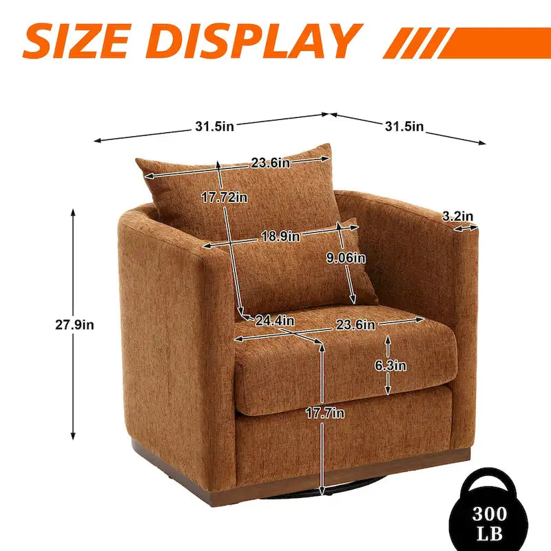 360 Degree Swivel Round Barrel Chair for Living Room