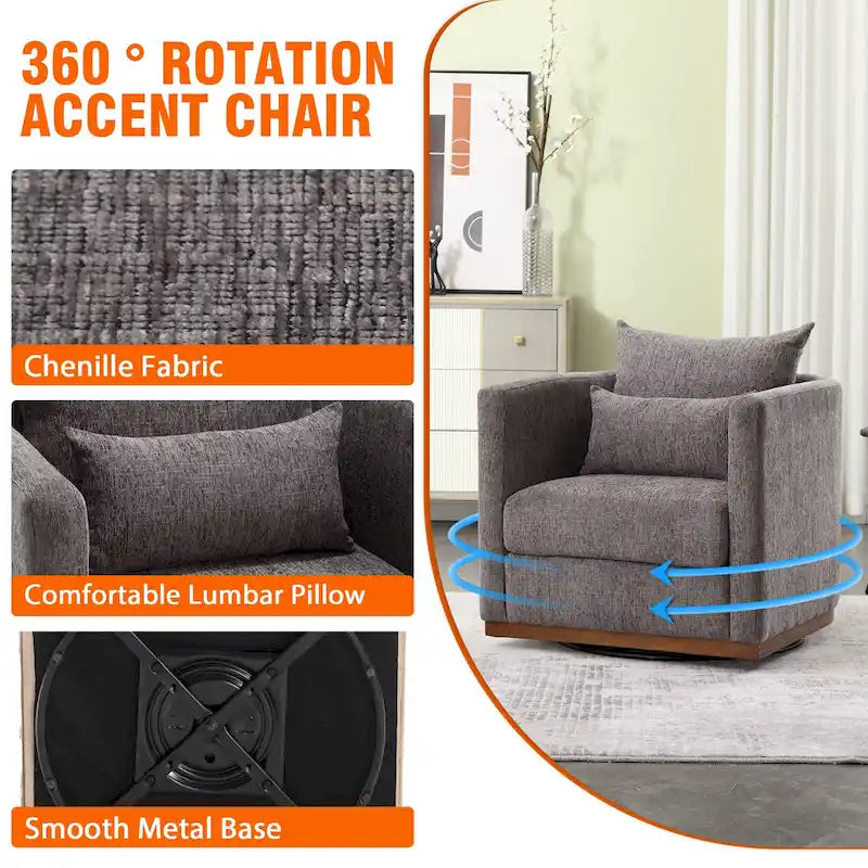 360 Degree Swivel Round Barrel Chair for Living Room