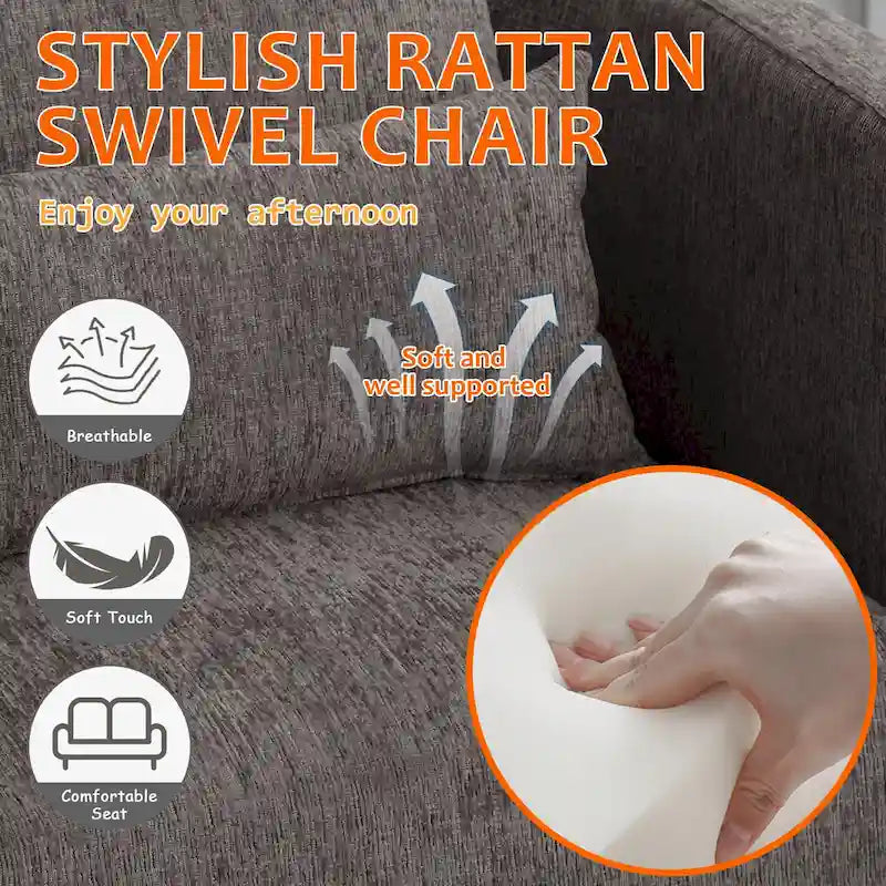 360 Degree Swivel Round Barrel Chair for Living Room