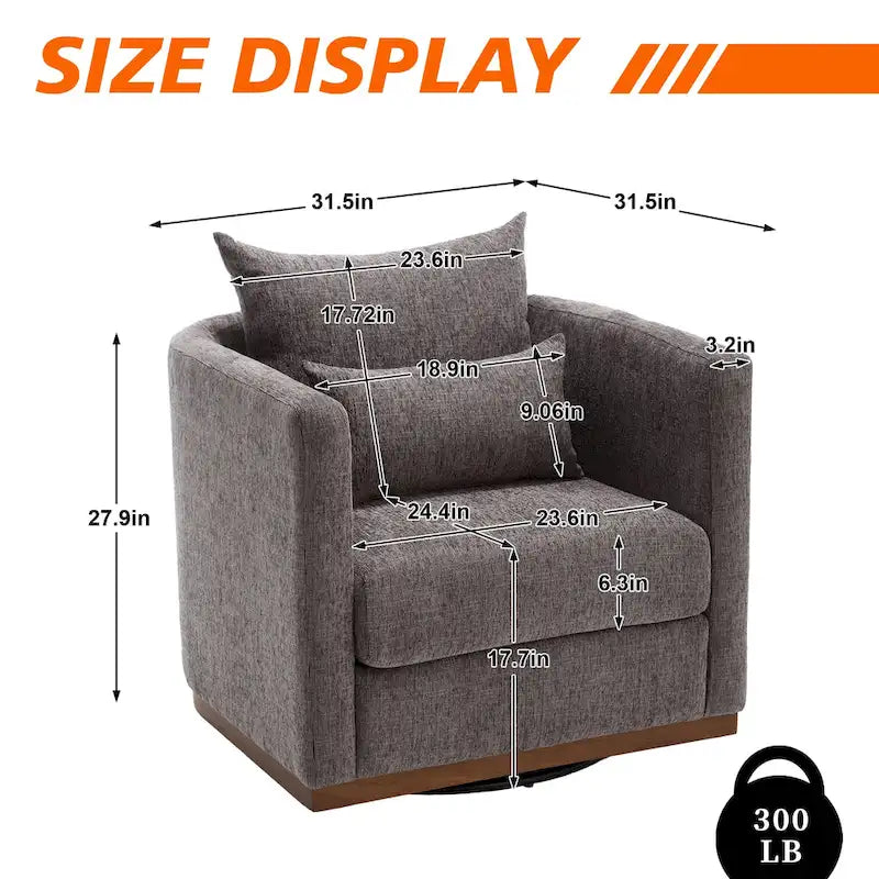 360 Degree Swivel Round Barrel Chair for Living Room