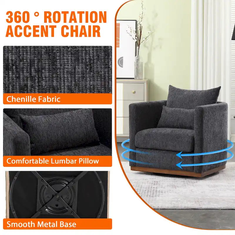 360 Degree Swivel Round Barrel Chair for Living Room