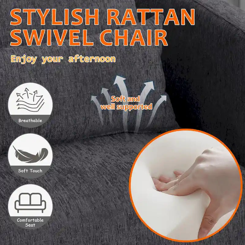 360 Degree Swivel Round Barrel Chair for Living Room