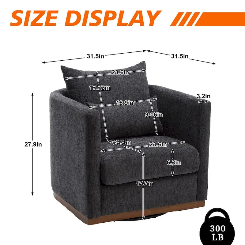 360 Degree Swivel Round Barrel Chair for Living Room