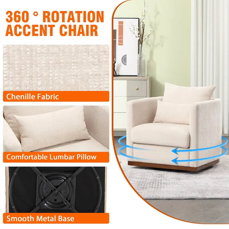 360 Degree Swivel Round Barrel Chair for Living Room