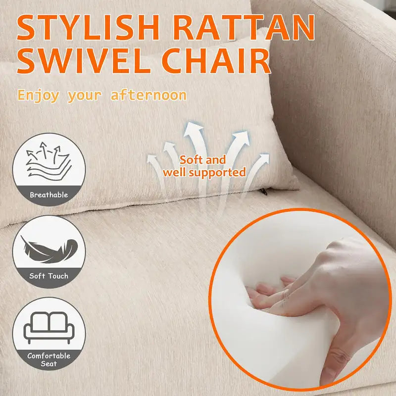 360 Degree Swivel Round Barrel Chair for Living Room