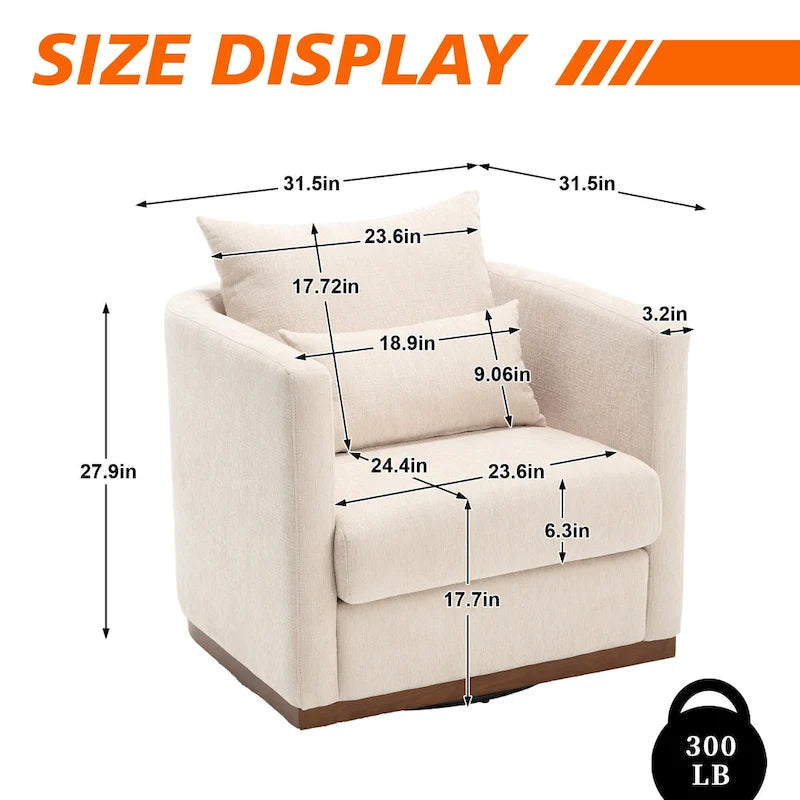 360 Degree Swivel Round Barrel Chair for Living Room