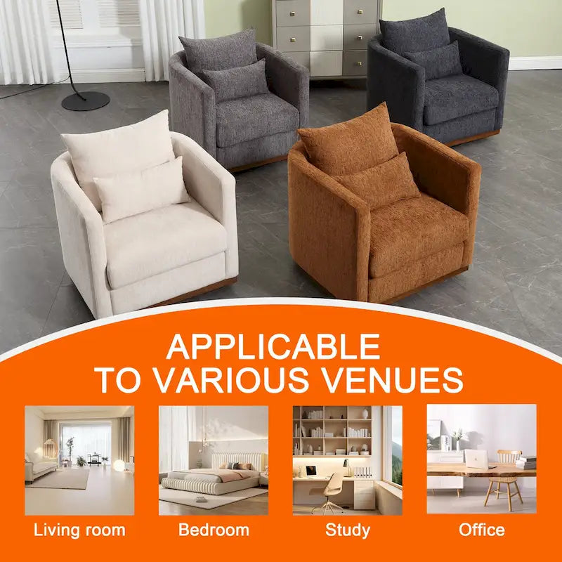 360 Degree Swivel Round Barrel Chair for Living Room