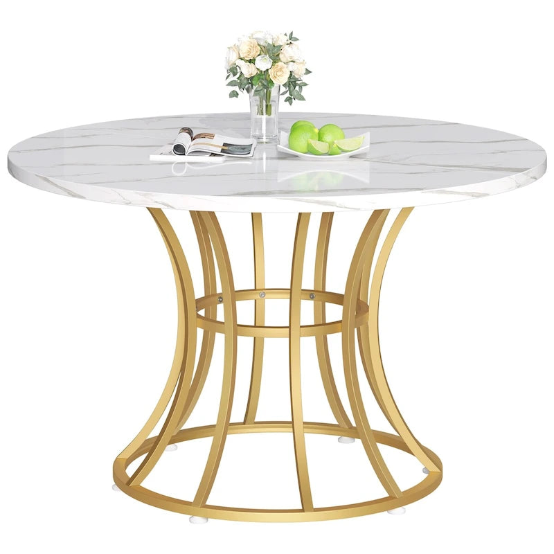 45" Round Dining Table with Faux Marble Top