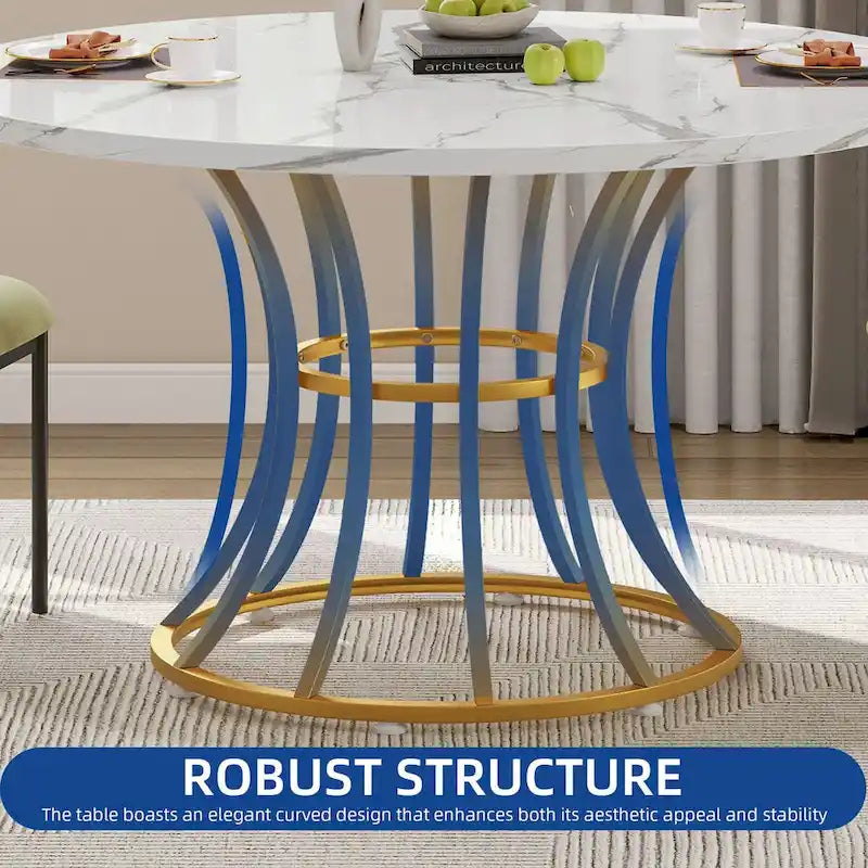 45" Round Dining Table with Faux Marble Top