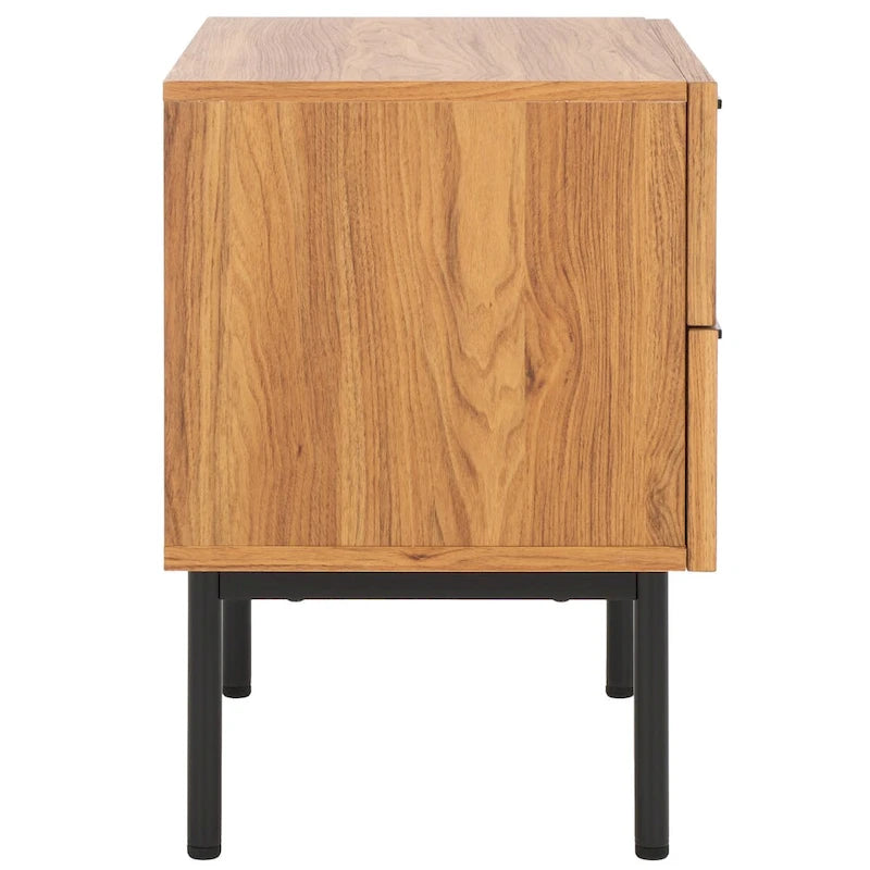 2-Drawer Nightstand with Metal Legs